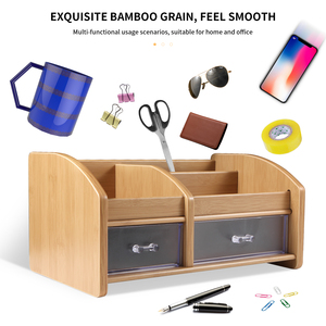 Boîte de rangement en bois GLosen <span class=keywords><strong>C2032</strong></span>, porte-crayons et organisateur de bureau multifonctionnel avec logo personnalisé pour la maison/le bureau - Product Image 2