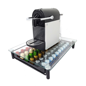 6 Rangées 60 Pods <span class=keywords><strong>Nespresso</strong></span> Café Capsule Holder Bureau Tiroir Titulaire Métal Café Capsule Cuisine Organisation avec Plateau en Verre - Product Image 5
