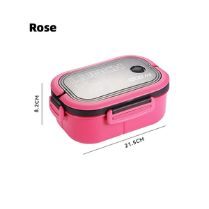 Boîte à lunch <span class=keywords><strong>hermétique</strong></span> Portable 2 couches grille enfants étudiant boîte à Bento avec fourchette cuillère étanche <span class=keywords><strong>micro</strong></span>-ondes prévenir les odeurs école - Product Image 6