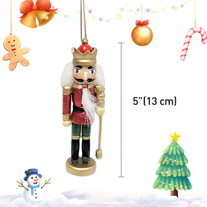 Pequeño rey de madera Cascanueces <span class=keywords><strong>soldado</strong></span> 3/S adorno colgante de <span class=keywords><strong>Navidad</strong></span> adornos navideños elegantes <span class=keywords><strong>figura</strong></span> ornamento - Product Image 2
