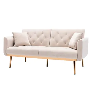 COOLMORE Apartment fabric sofa sofa with tufted backrest beige best small house studio size wholesale purchase