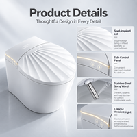 Toilette intelligente moderne avec bidet, chasse d'eau automatique, capteur au pied, siège chauffant, sécheur à air chaud, télécommande et écran LED