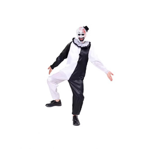 Disfraz de payaso de Halloween, mono a rayas con lunares en blanco y negro con máscara para niños de 8 a 13 años, juego de rol de cosplay - Product Image 2