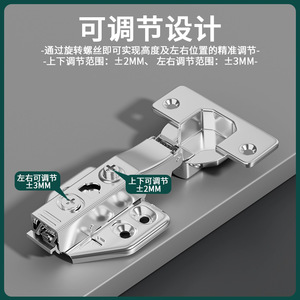3D Furniture <b>Hinge</b> Stainless Steel Full Surface <b>Soft</b> <b>Closing</b> For <b>Cabinets</b> Wardrobes - Product Image 4