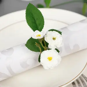 Q313 nuevo servilletero jazmín Hotel decoración de mesa de boda decoración de tela Floral simulación creativa flor servilleta hebilla