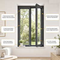 Fenêtre à battant à rupture de pont thermique, double vitrage trempé, insonorisée, jointée EPDM, conforme AS2047 CE NFRC, pour villas et hôtels, directement de l'usine