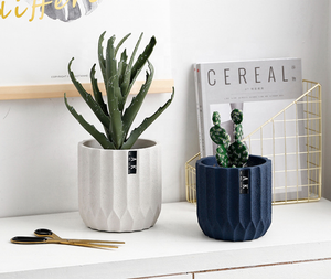 Maceta Moderna Blanca con Rayas de 5 Pulgadas, Maceta de Cerámica con Orificios de Drenaje para Jardín - Product Image 6