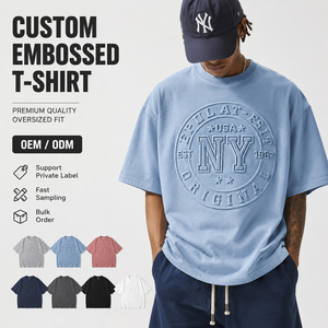 T-shirt Homme Streetwear Col Rond Manches Courtes en Coton Lourd 100% Pré-rétréci OEM avec Logo 3D en Relief – Coupe Oversize - Product Image 1