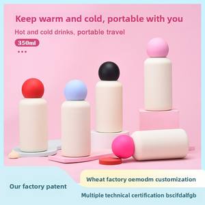 2025 Nueva taza aislada de acero inoxidable 316 350ml creativa Linda nariz roja deportes al aire libre taza de agua tapas dobles de PP para niños - Product Image 5