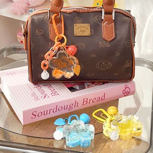 Lindo Llavero de Sakura con Efecto de Arena Movediza, Campana y Cadena, Colgante de Flor Kawaii en Negro y Azul para Accesorios de Bolsos de Niñas - Product Image 5
