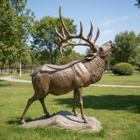 Grande statue extérieure d'animal de jardin de cerf de wapiti en bronze massif sur mesure
