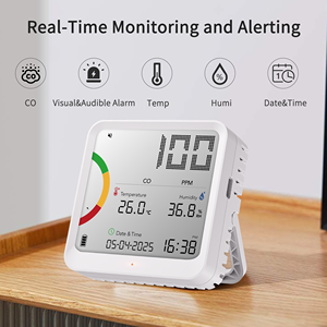 Co Detector thời gian thực Carbon Monoxide Detector với nhiệt độ và độ ẩm cảm biến LCD hiển thị báo động USB Home Car văn phòng du lịch - Product Image 5