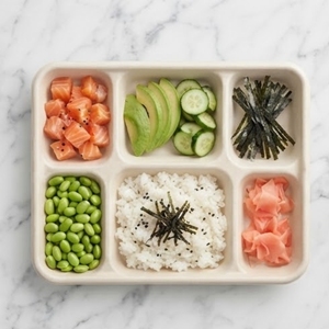 Eco Friendly Sugarcane Bagasse Six Compartment Meal Tray Biodegradable Compostable Disposable Catering Serving Platter Food - Product Image 1