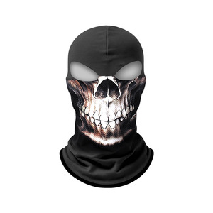 Máscara Facial con Estampado Digital de Calavera y Dos Orificios para Motociclismo, Protección Solar, Protector de Cabeza - Product Image 1