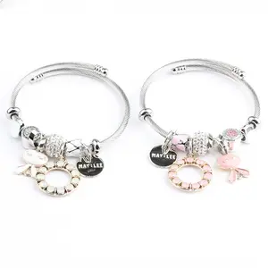 Stainless Steel Jewelry DIY Charm Bracelet Accept Clients Own Logo Engrave Wholesale Price Newest Fashion Cuff Bracelet