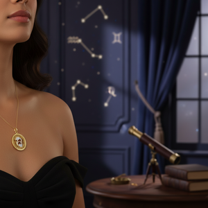 14K oro sólido acuario collar cadenas tipo joyería fina horóscopo colgante para mujeres hecho en Turquía - Product Image 3
