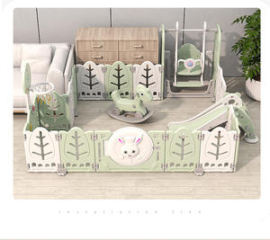 Parc de jeu pour bébé, clôture de sécurité intérieure multi-tailles, centre d'activités pour tout-petits avec balançoire, toboggan et <span class=keywords><strong>panier</strong></span> de <span class=keywords><strong>basket</strong></span> pour ramper et marcher - Product Image 6