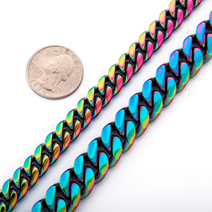 سلسلة كوبية عصرية جديدة بلون مطلي، قلادة رجالية على طراز الهيب هوب، مطلية بالفراغ من الفولاذ المقاوم للصدأ 316، إكسسوارات - Product Image 3
