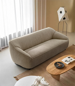 Sofá de lujo para el hogar, sofá gris de algodón y lino, asiento de amor, sofás de tres asientos con mechones para sala de estar con decoración de patas de acero inoxidable - Product Image 4
