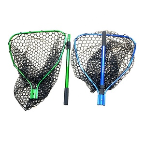 Filets de pêche avec cadre télescopique en alliage d'aluminium, poignée en caoutchouc, nylon chinois, maille en silicone - Product Image 1