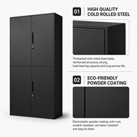 Archivador de Oficina de Acero Negro de 4 Puertas con Cerradura, Impermeable y Ecológico para Almacenamiento de Documentos en Hoteles, Escuelas y Talleres
