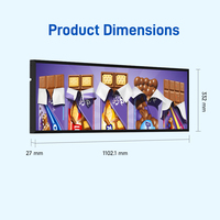 MinewTag Layar LCD Android Indoor Custom Stretch Bar 43.8 Inci Pemutar Media Iklan Komersial IP65