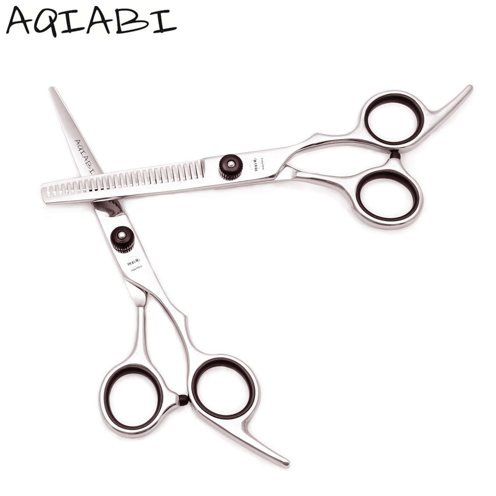 Haar Schere 6'' 6.5 "AQIABI JP Stahl Haar Schneiden Schere Ausdünnung Schere Friseur Schere Schwarz Schraube A1001