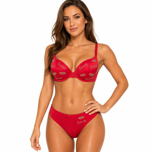Ensemble de lingerie push-up pour femme avec soutien-gorge à strass détachable Deep Love - Product Image 1