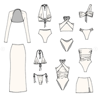 Ensemble de bikini de luxe sur mesure à étiquette privée, taille plus, avec armatures, pour femmes, bijoux - Couleur unie, matière spandex/nylon