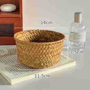 Panier rond en <span class=keywords><strong>osier</strong></span> grande taille pour fleurs, panier de rangement, décoration d'intérieur, organisateur de bureau et boîte de rangement pour cosmétiques – Offre Spéciale - Product Image 6