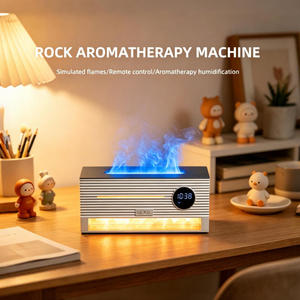 <span class=keywords><strong>Diffuseur</strong></span> d'arômes électrique portable en pierre de sel de cristal avec horloge-réveil <span class=keywords><strong>LED</strong></span> flamme et humidificateur, capacité 260 ml - Product Image 6