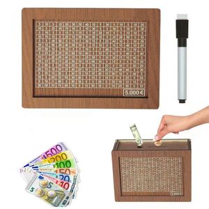 Hucha de madera personalizada vintage con forma de corazón para niños - Caja de ahorro DIY con patrón de alfabeto para adultos y niños, objetivo de $10,000 - Product Image 3