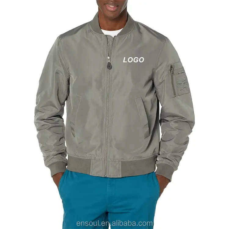 Oem Wholesale 100% Polyester Windproof Softshell Custom Logo Zip Up Men Lightweight Bomber Jacket
