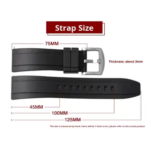 Bracelet de montre en caoutchouc souple à dégagement rapide personnalisé, étanche, pour montre Ome Ga, 20 mm, 22 mm, 24 mm, bracelet de montre universel à extrémité incurvée - Product Image 3