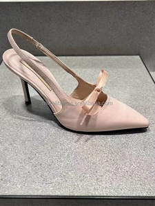 Sandales à talons aiguilles roses en satin et strass avec bride cheville, bout pointu, pour demoiselle d'honneur, soirée - Product Image 2