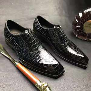 Chaussures habillées de luxe Goodyear faites à la main pour hommes en cuir de crocodile véritable, chaussures de marque pour hommes, chaussures de bureau en alligator pour hommes - Product Image 3