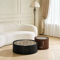 Table basse moderne en bois massif sculpté de style chinois rétro, écologique et durable, ensemble de tables à thé rondes de luxe pour salon