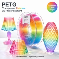 Filament PETG Transparent Arc-en-ciel 1,75 mm, Dégradé Vibrant Multicolore Translucide, Matériau d'Impression 3D 1KG 240-250°C