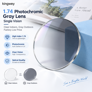Lenti per Occhiali Fotocromatiche Grigie Asferiche Kingway 1.74 UV420 in Offerta, Set da Due Pezzi a Prezzo di Fabbrica - Product Image 1