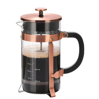 Franse perskan van hoog borosilicaatglas, huishoudelijke theepot, filterpers, theebereidingsapparaat, handgezet koffiezetapparaat