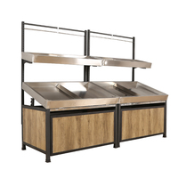 Supermarkt Houten 2 Tier Groente-en Produceren Display Rack Planken/Fruit Bin/Fruit Rack