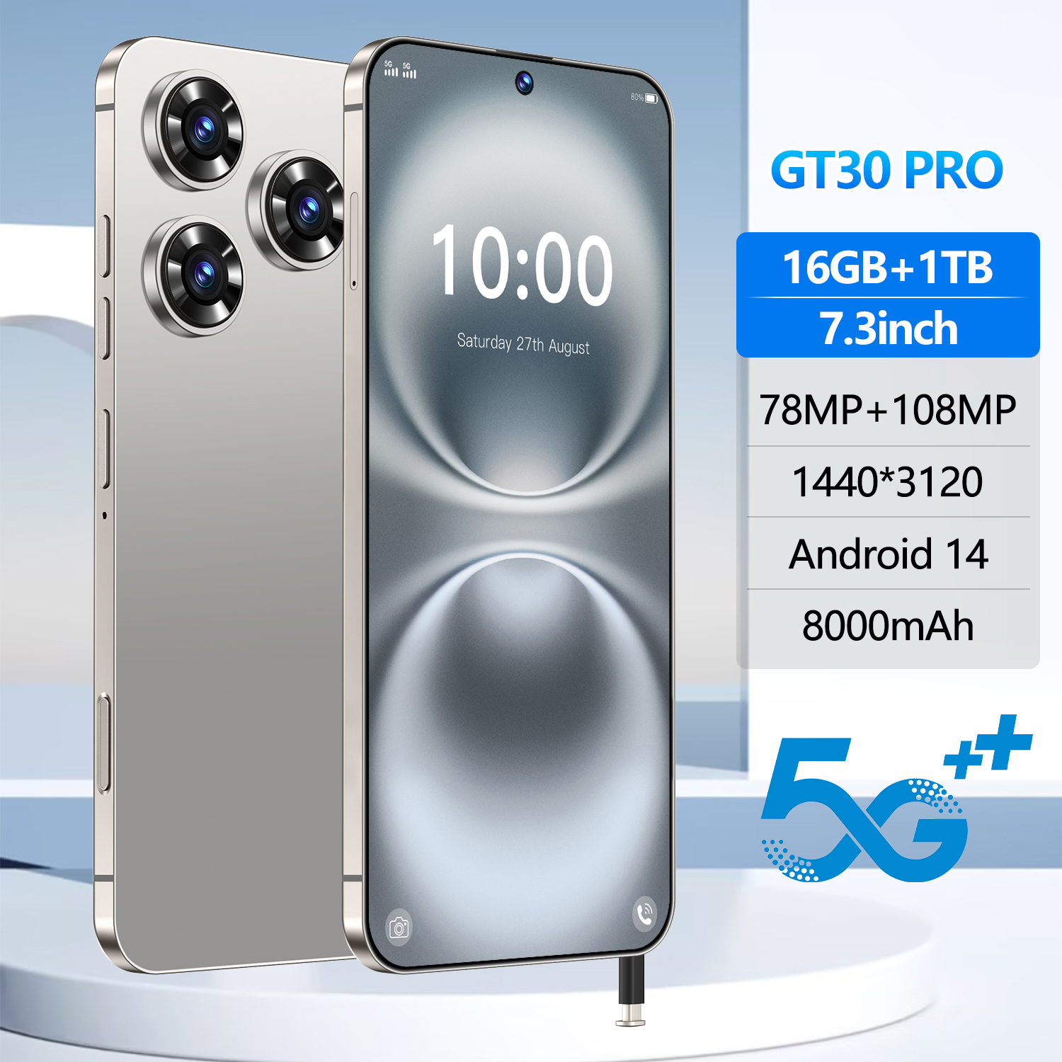 New 7800mAh GT30 Pro Unlocked Smart Phone for Gaming Octa Core CPU