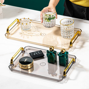 Light Luxury European-style Household Tea Cup and Water Cup <strong>Rectangular</strong> Tray, Beauty Salon Tea Tray, <strong>Plastic</strong> Handle <strong>Plate</strong> - Product Image 2