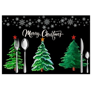 Manteles de mesa con estampado de Feliz Navidad, manteles individuales de invierno de algodón y lino de 12x17 pulgadas, técnicas de ganchillo para boda, fiesta, cocina, comedor - Product Image 4