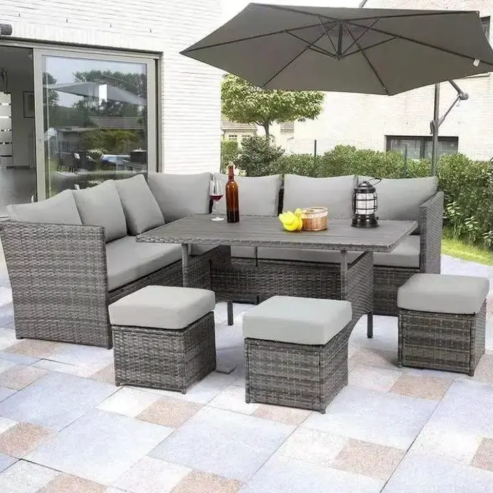 Summer Patio Tropical Furniture with Cushions Rattan Sofa Set Sectional Sofa Outdoor Sofa
