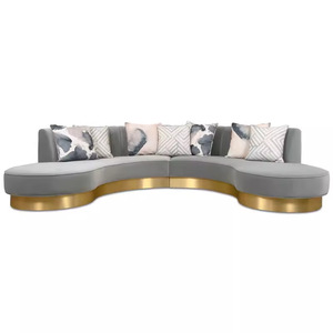 Nhiều người câu lạc bộ nhung hình chữ U thiết kế <span class=keywords><strong>sofa</strong></span> cắt đặt khung thép không gỉ được trang bị đầy đủ ghế vải bạc hengjiu - Product Image 1