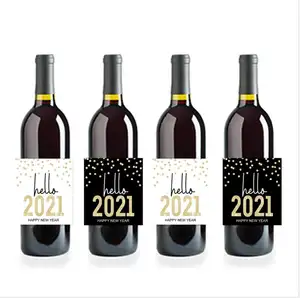 Privado projeto adesivo Ano Novo 2021 Vinho Rótulo para garrafa de vidro