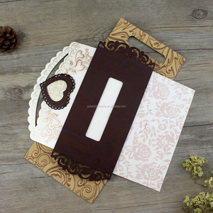 Coração bonito Forma Laser Cut De Madeira Cartões De Convite De Casamento personalizado aniversário convites menu cartões - Product Image 5