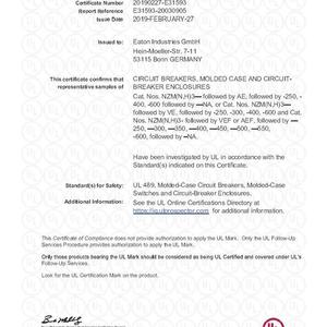 Disyuntor de caja moldeada certificado CSA UL489 de América del Norte DE EXPORTACIÓN DE Eaton Muller a la venta al por mayor - Product Image 2
