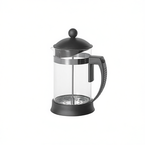 Cafetière à piston française 6 tasses en verre noir avec piston et poignée en métal - Product Image 2